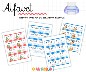 Alfabet - wklejki do zeszytu - wydruk w kolorze