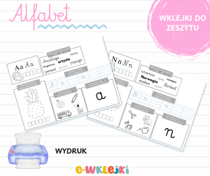 Alfabet - wklejki do zeszytu - wydruk w kolorze 