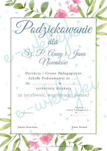 Podziękowanie dla rodziców do edycji - zestaw nr 1