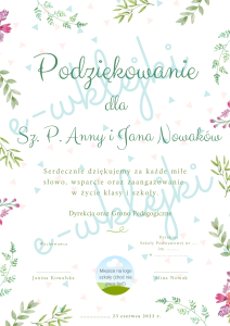 Podziękowanie dla rodziców do edycji - zestaw nr 2