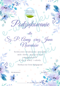 Podziękowanie dla rodziców do edycji - zestaw nr 16